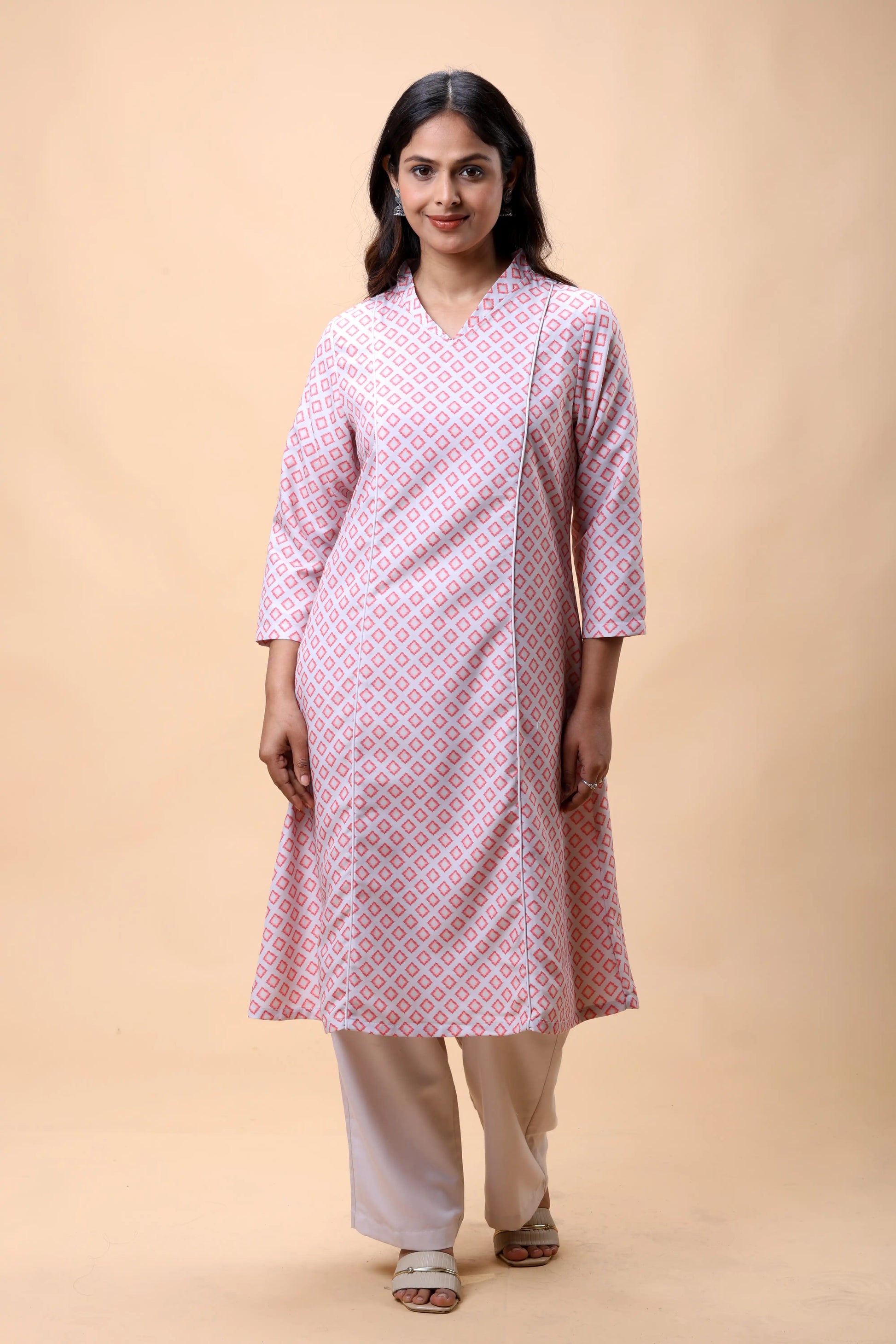 Shop Pink A Line Printed Long Kurta Set For Women online at allthere.in