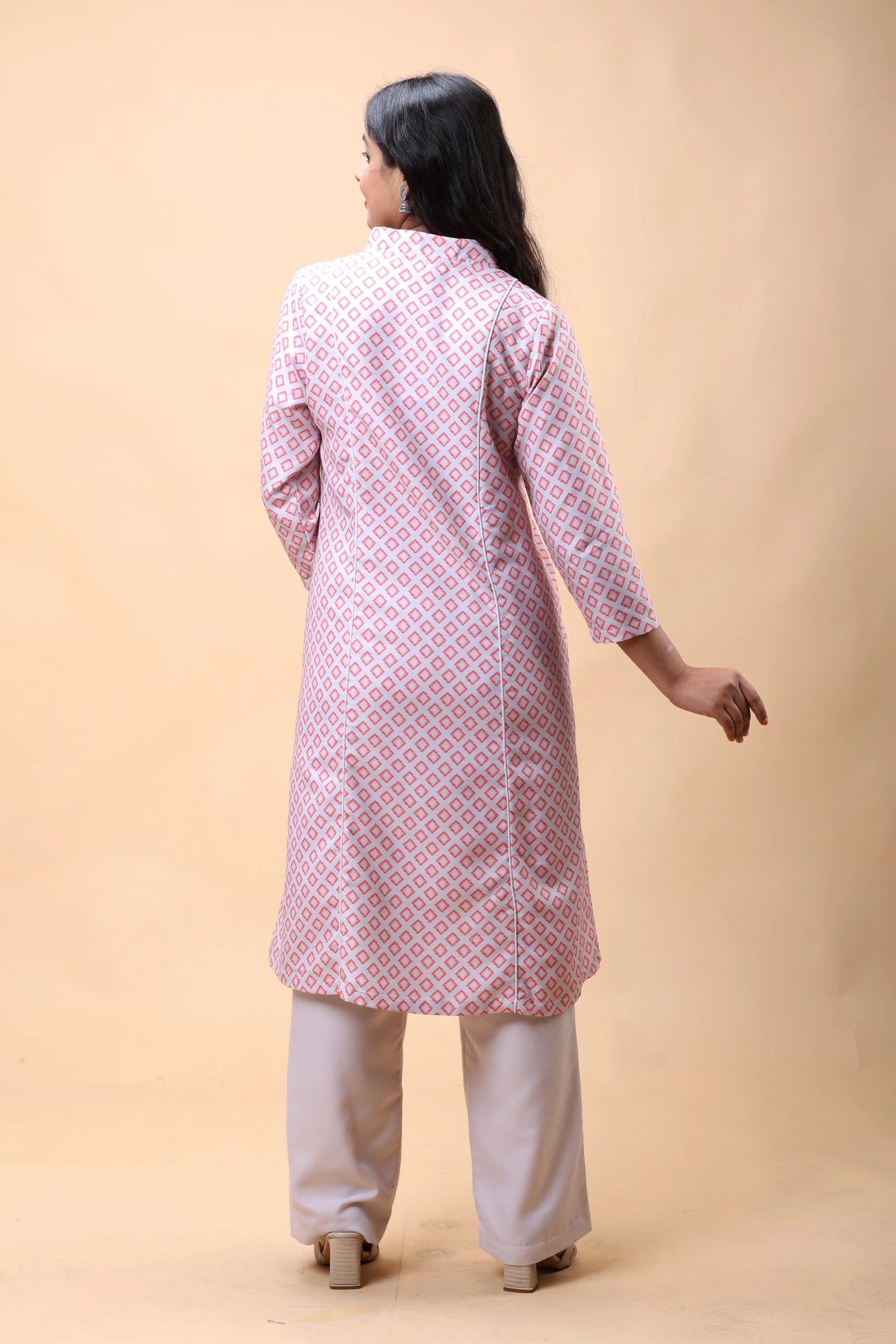 Shop Pink A Line Printed Long Kurta Set For Women online at allthere.in