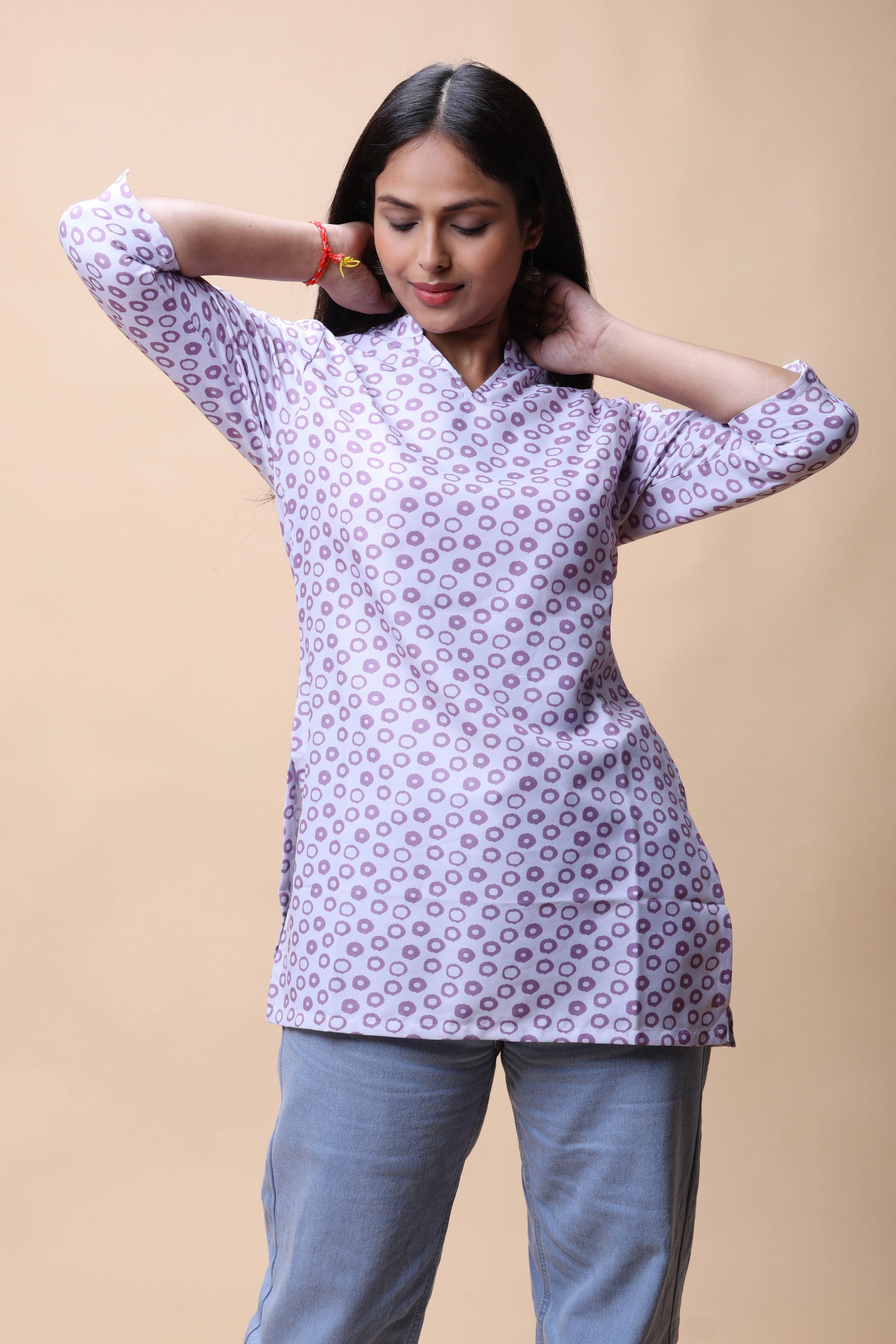 Purple Cotton short kurti for jeans – All There Collection