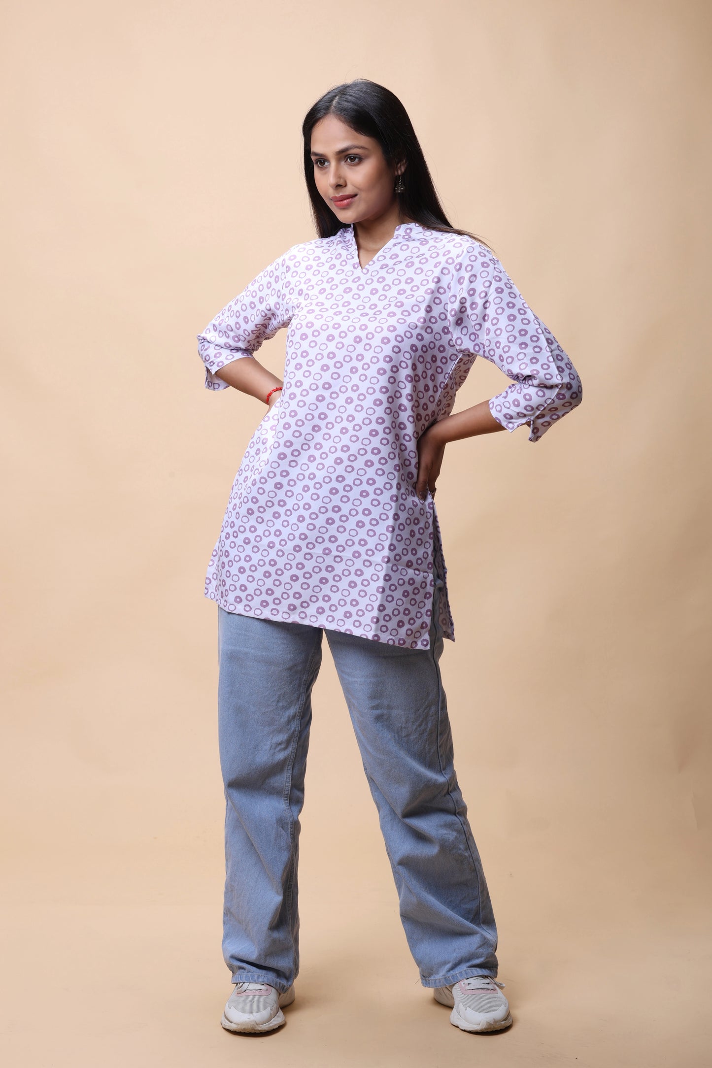 Rayon Fabric Purple Short Kurti for Daily and Office Wear